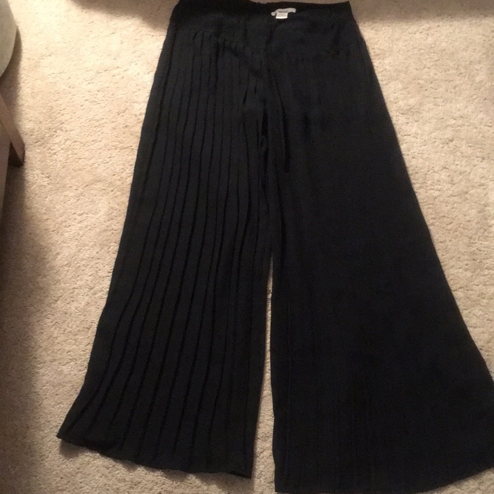Pleated semi-sheer pants